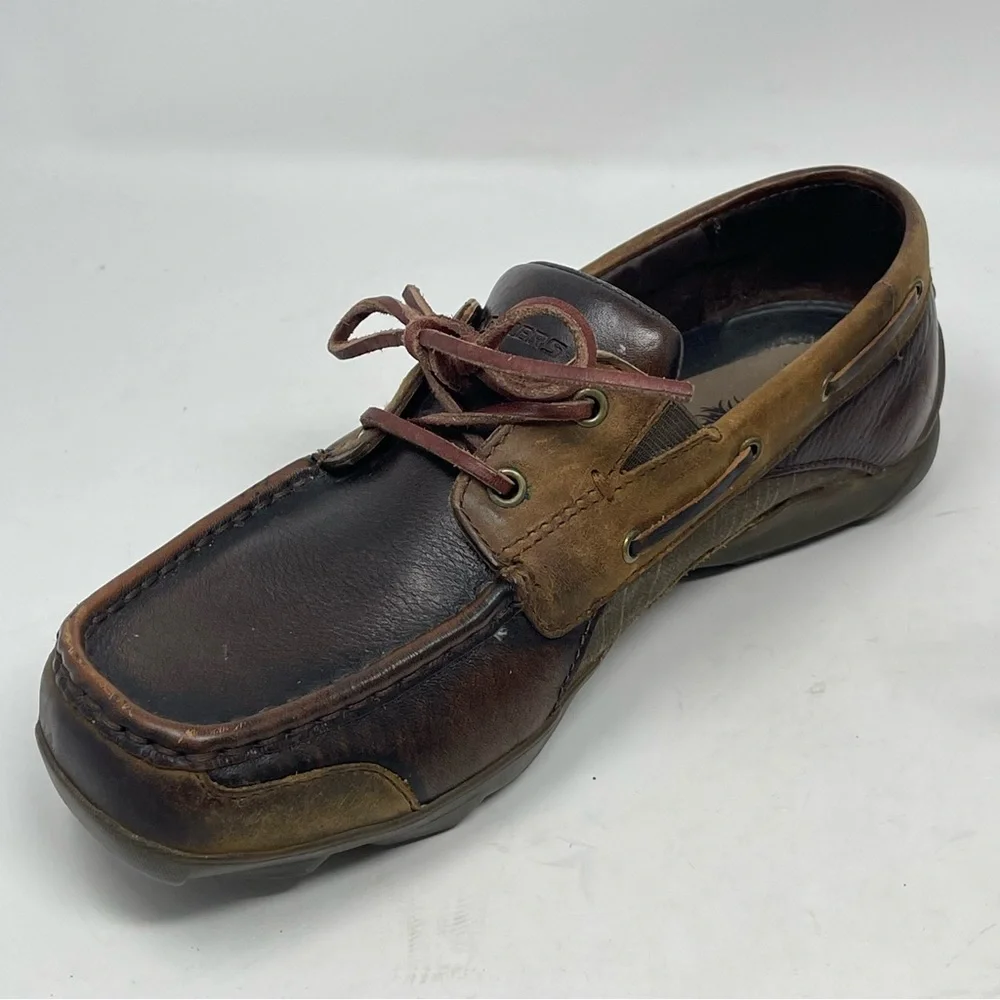 Skechers Boat Deck Shoes Mens 8 Brown Leather Casual 2 Eye Driving Moc Toe